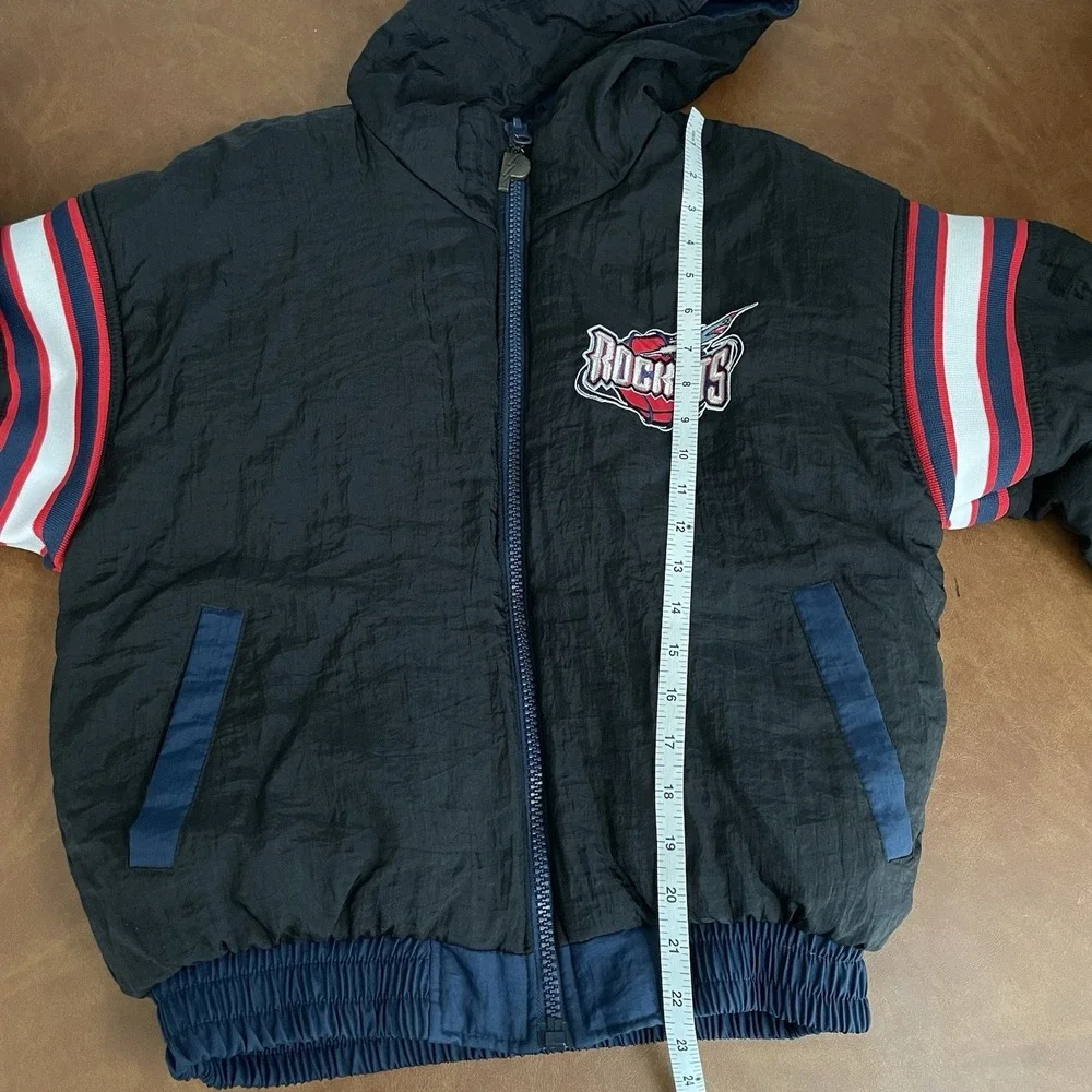 Vintage Pro Player Houston Rockets Puffer Jacket Full Zip Reversible Sz YL 14-16